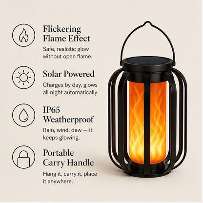 Emberwick – Solar Flickering Flame Lantern, Waterproof, No Wiring Needed + 50% OFF
