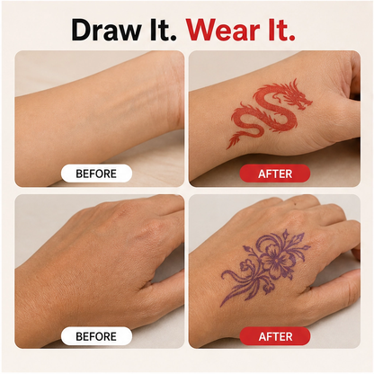 Inkaroo – Washable Temporary Tattoo Markers, 10-Color Skin-Safe Body Art Set + BUY 1 PICK 1