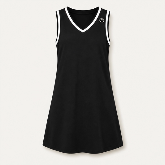 Valira – Contrast Trim Sleeveless A-Line Dress with Pockets + 50% OFF