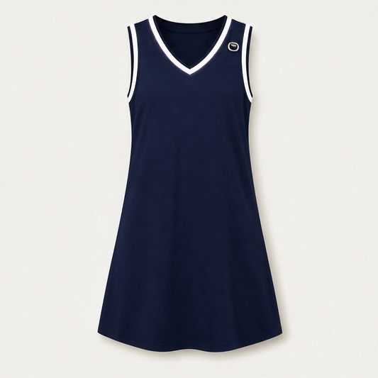 Valira – Contrast Trim Sleeveless A-Line Dress with Pockets + 50% OFF