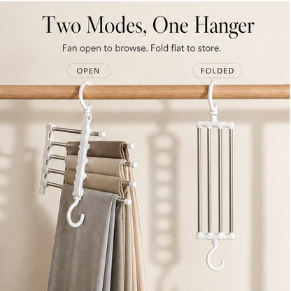 Alcove™ – 5-Tier Foldable Pants Hanger with Stainless Steel Bars + 50% OFF