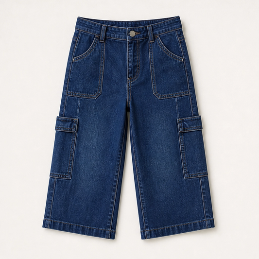 Marlowe – Barrel-Fit Cropped Denim Pants with Utility Pockets, Mid-Waist + 50% OFF