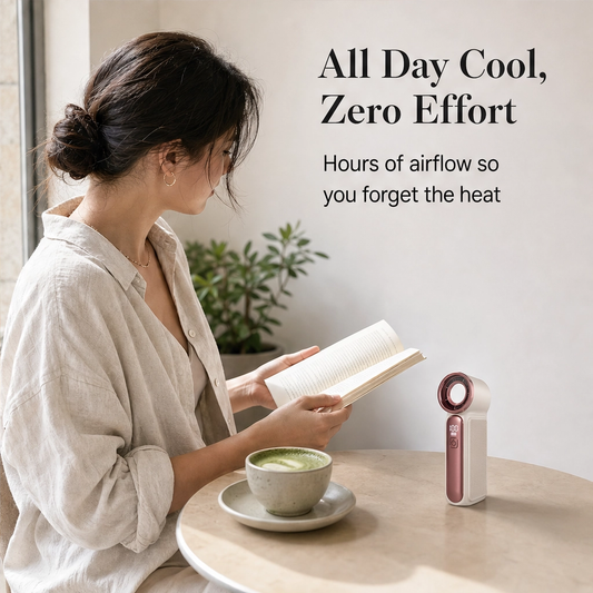 Zefyra – Turbo LED Handheld Fan, 6 Speeds, 10-Hr Battery + 50% OFF