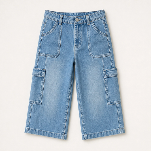 Marlowe – Barrel-Fit Cropped Denim Pants with Utility Pockets, Mid-Waist + 50% OFF