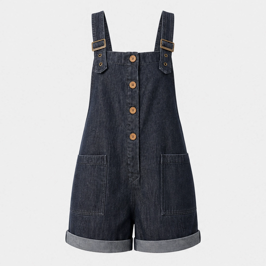 Sundrift™ – Adjustable Strap Button-Front Overall Romper with Pockets + 50% OFF
