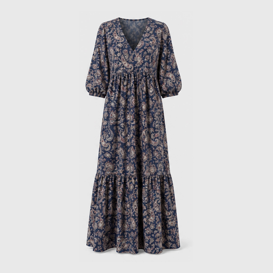 Marisol™ – Smocked V-Neck Tiered Boho Summer Maxi Dress with Pockets + 50% OFF