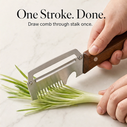 Hearthen™ – 3-in-1 Stainless Steel Scallion Shredder, Peeler & Bottle Opener with Wood Handle + 50% OFF