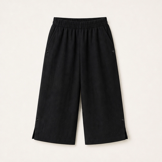Solmara – Breathable Elastic-Waist Capri Pants with Side Slit + 50% OFF