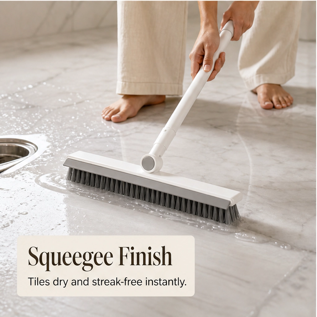 Glissen – Dual-Action Scrub & Squeegee Grout Brush with Long Pivot Handle + 50% OFF