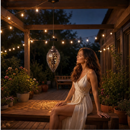 Duskwell – Solar Teardrop Lantern with Moroccan Cutout Glow & Dusk-to-Dawn Sensor + 50% OFF