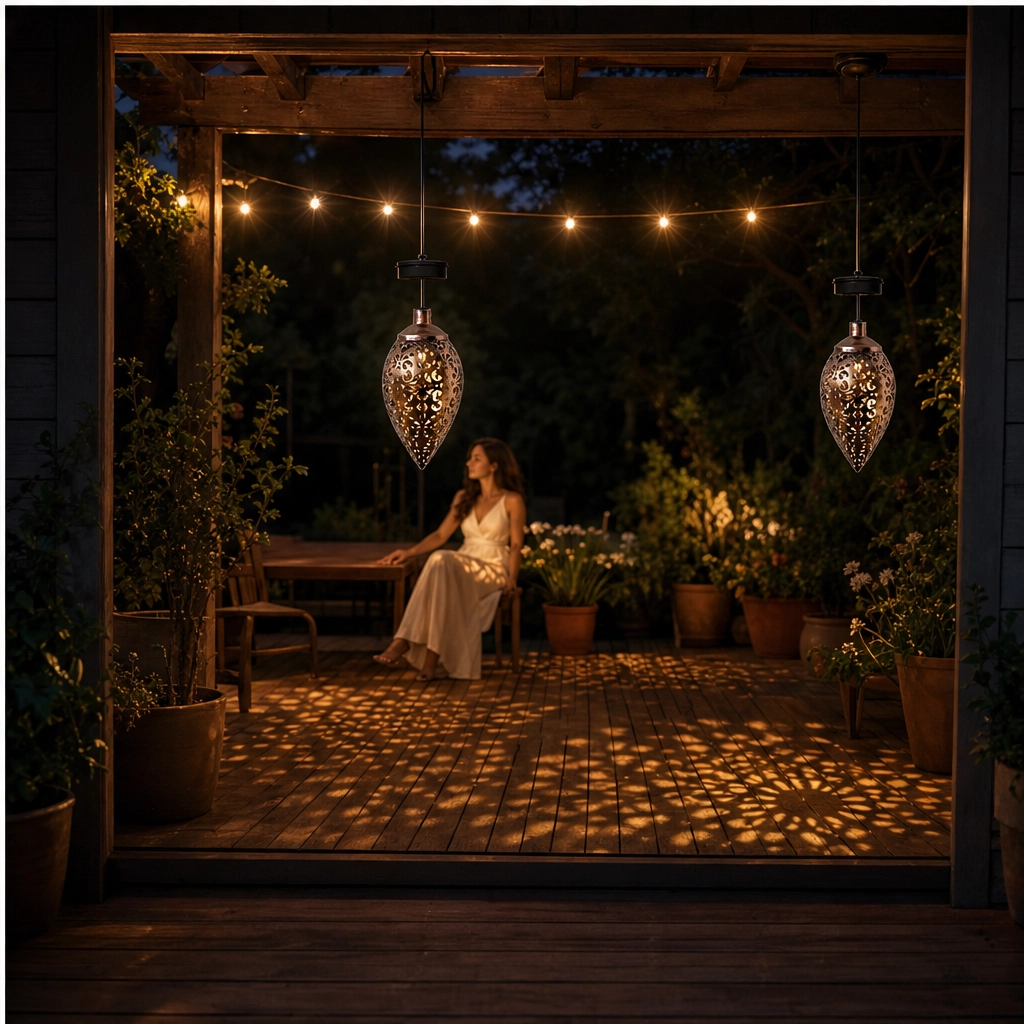 Duskwell – Solar Teardrop Lantern with Moroccan Cutout Glow & Dusk-to-Dawn Sensor + 50% OFF