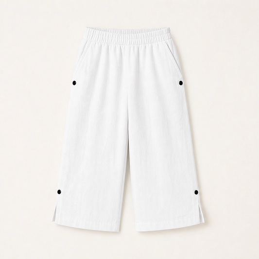 Solmara – Breathable Elastic-Waist Capri Pants with Side Slit + 50% OFF