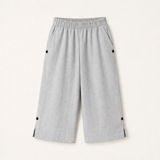 Solmara – Breathable Elastic-Waist Capri Pants with Side Slit + 50% OFF