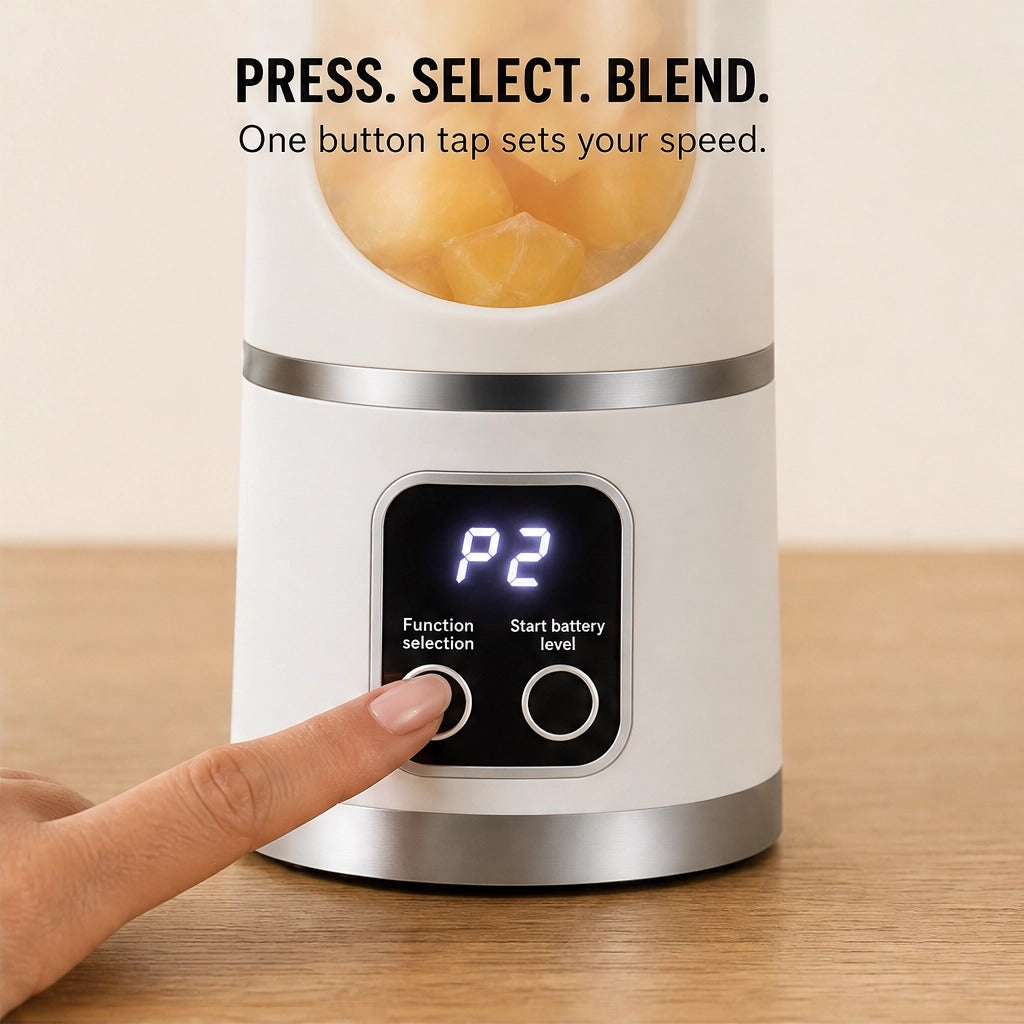 Pulsewell™ – Portable 500ml USB-C Blender with 12-Blade Power & Digital Battery Display + 50% OFF