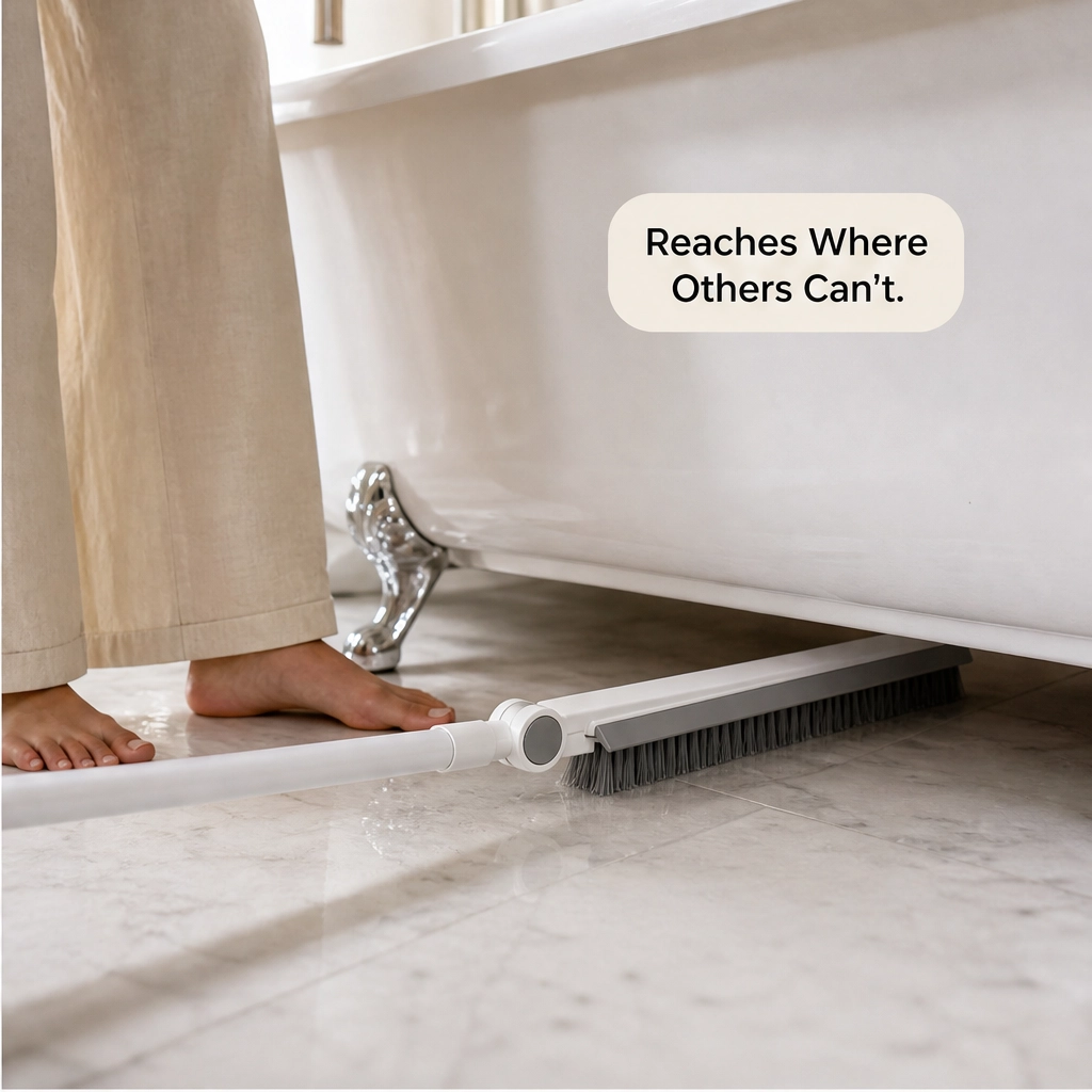 Glissen – Dual-Action Scrub & Squeegee Grout Brush with Long Pivot Handle + 50% OFF