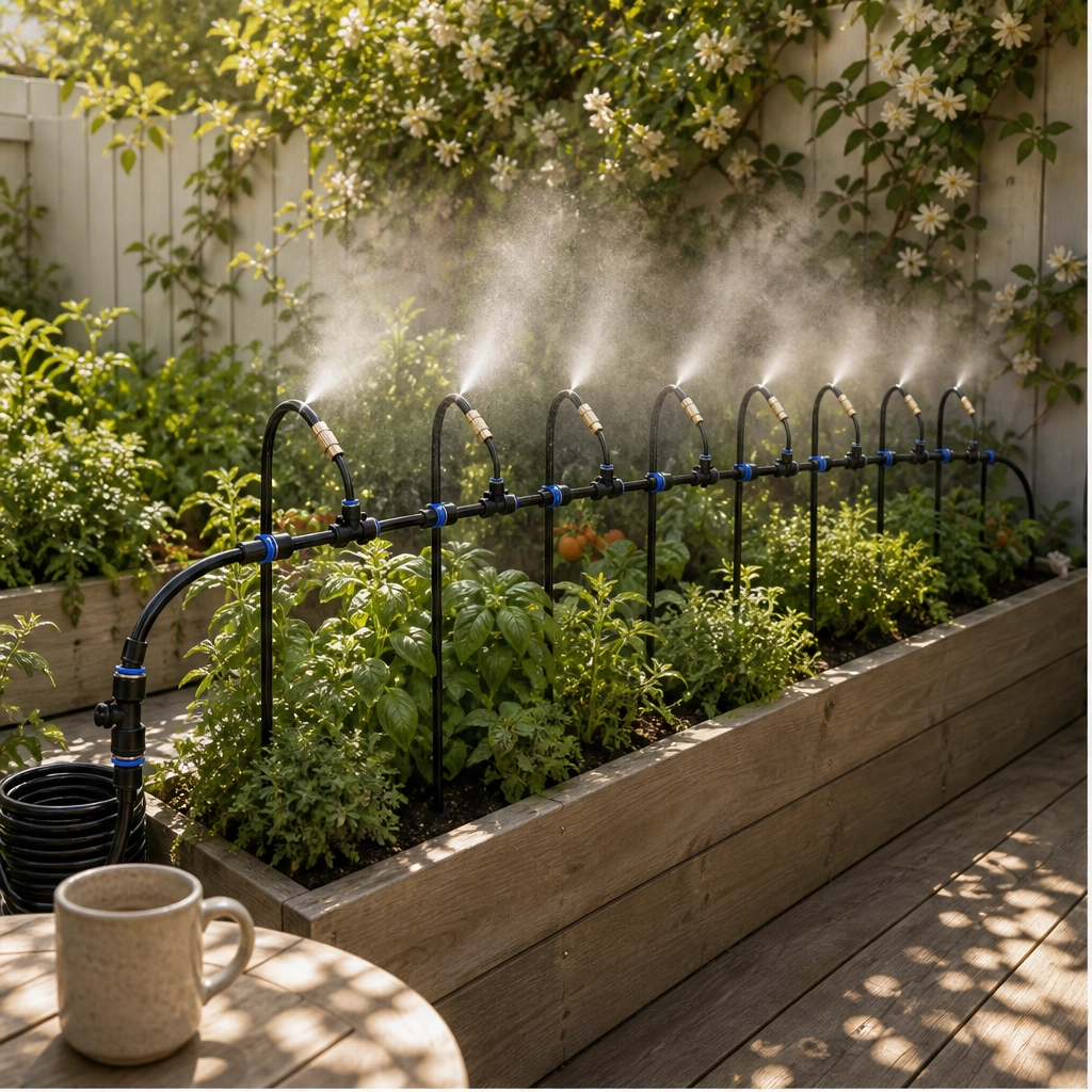 Mistwell™ – 360° Adjustable Brass Nozzle Garden Misting & Drip Irrigation System + 50% OFF
