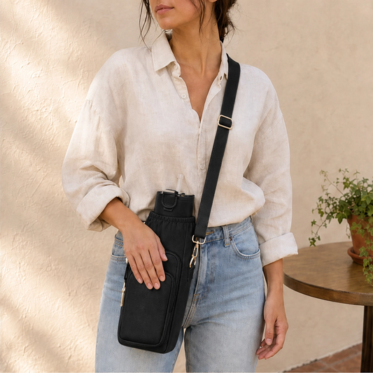 Voya™ – Insulated Crossbody Tumbler Carrier with Phone Pocket & Adjustable Strap + 50% OFF
