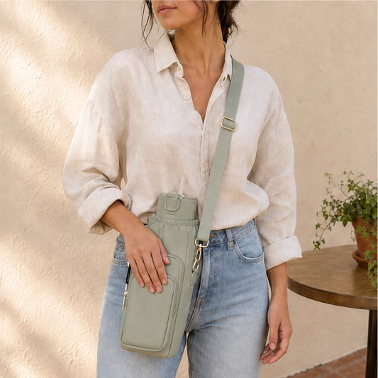Voya™ – Insulated Crossbody Tumbler Carrier with Phone Pocket & Adjustable Strap + 50% OFF