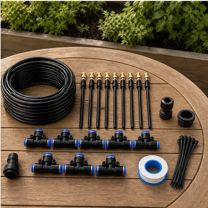 Mistwell™ – 360° Adjustable Brass Nozzle Garden Misting & Drip Irrigation System + 50% OFF