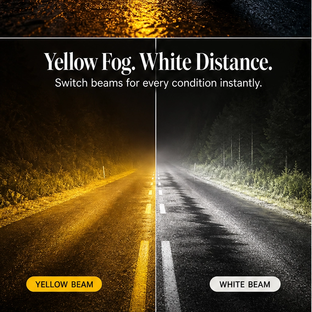 Nightforge™ – Dual-Color IP68 Waterproof LED Motorcycle Driving Lights + 50% OFF