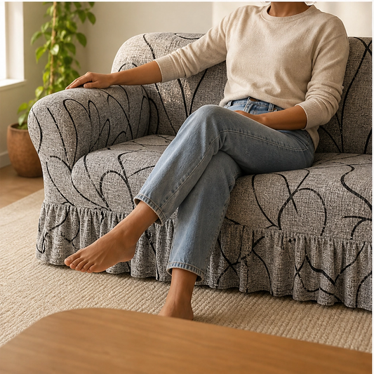 Willowdrape – Stretch-Fit Skirted Sofa Slipcover with Ruffled Hem + 50% OFF