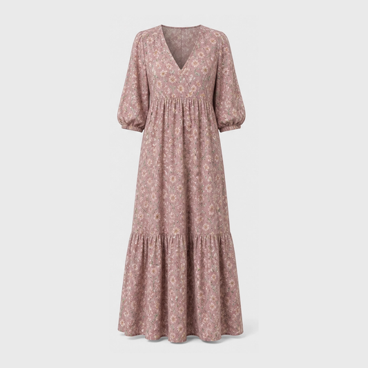 Marisol™ – Smocked V-Neck Tiered Boho Summer Maxi Dress with Pockets + 50% OFF
