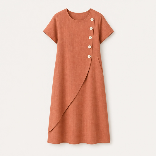 Solene – Asymmetrical Button Breathable Summer Midi Dress + 50% OFF