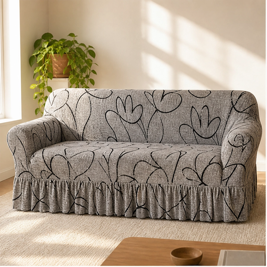 Willowdrape – Stretch-Fit Skirted Sofa Slipcover with Ruffled Hem + 50% OFF