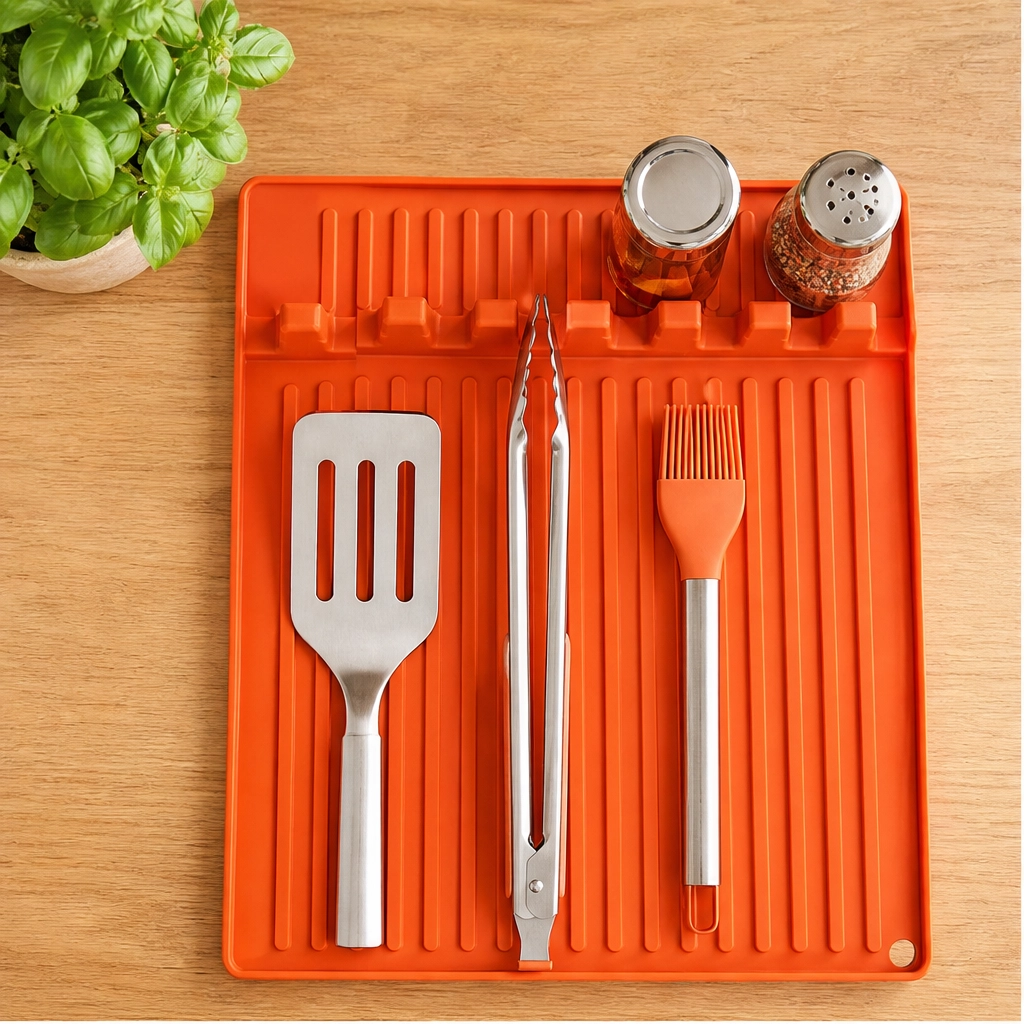 GrillNest™ – Heat-Resistant Silicone Grill Mat with Raised Drip Edge & Utensil Holder + 50% OFF