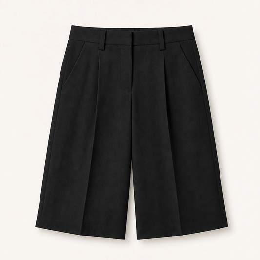 Soline – High-Waist Pleated Tailored Bermuda Shorts + 50% OFF