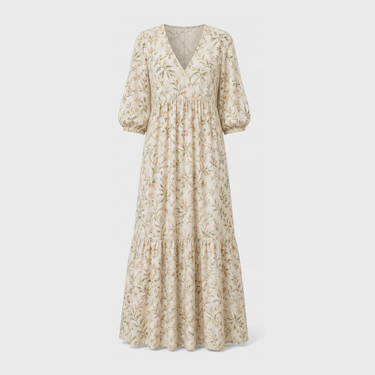 Marisol™ – Smocked V-Neck Tiered Boho Summer Maxi Dress with Pockets + 50% OFF