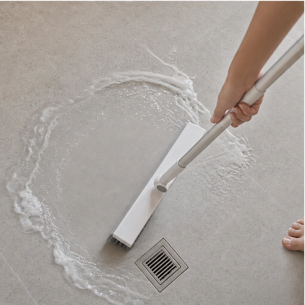 Glissen – Dual-Action Scrub & Squeegee Grout Brush with Long Pivot Handle + 50% OFF