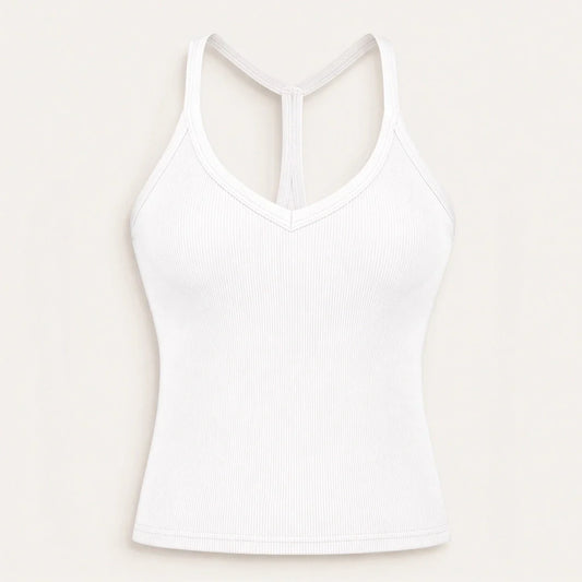Ribelle – Ribbed V-Neck Tank Top with Built-In Shelf Bra + 1+1 FREE