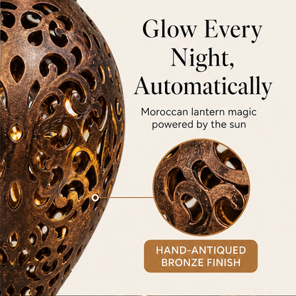 Duskwell – Solar Teardrop Lantern with Moroccan Cutout Glow & Dusk-to-Dawn Sensor + 50% OFF