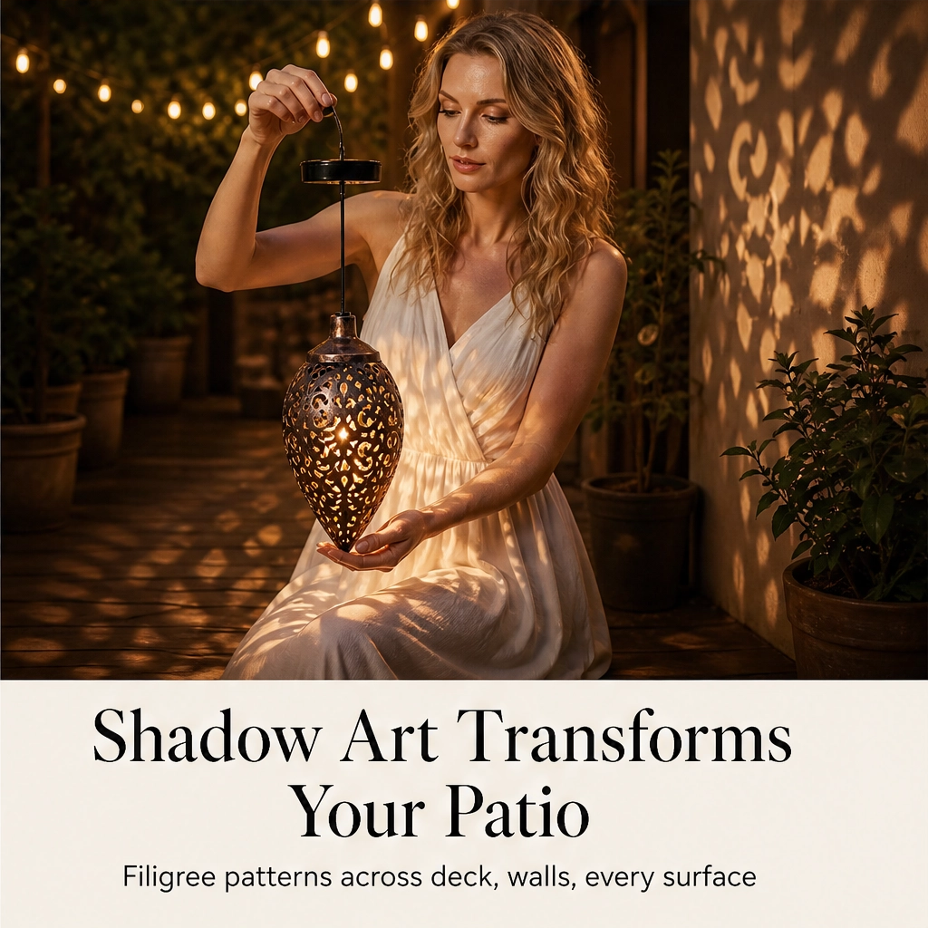 Duskwell – Solar Teardrop Lantern with Moroccan Cutout Glow & Dusk-to-Dawn Sensor + 50% OFF