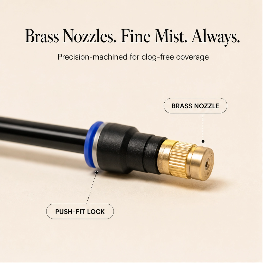 Mistwell™ – 360° Adjustable Brass Nozzle Garden Misting & Drip Irrigation System + 50% OFF