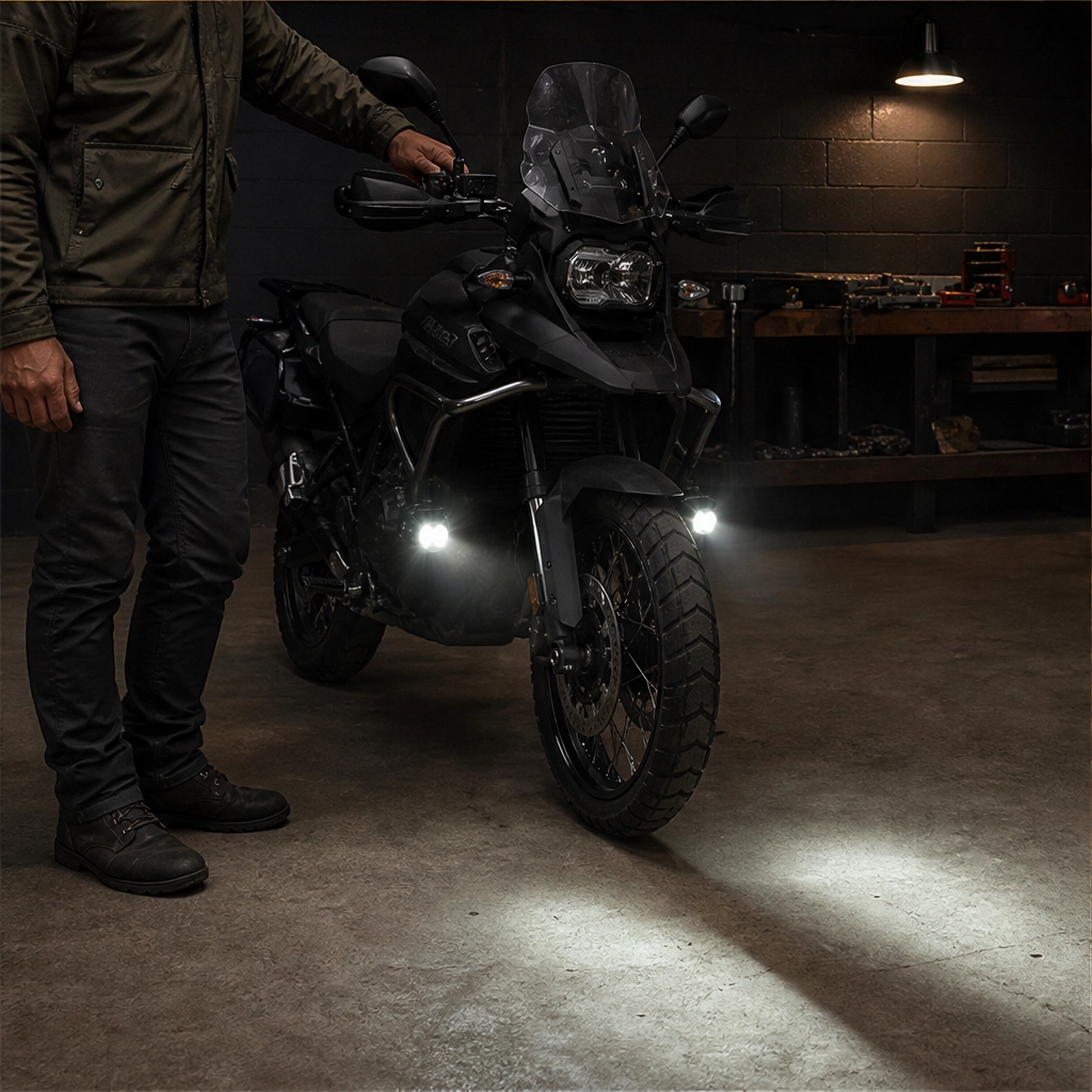 Nightforge™ – Dual-Color IP68 Waterproof LED Motorcycle Driving Lights + 50% OFF