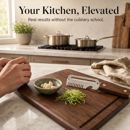 Hearthen™ – 3-in-1 Stainless Steel Scallion Shredder, Peeler & Bottle Opener with Wood Handle + 50% OFF