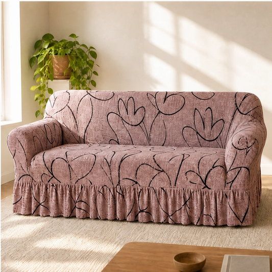 Willowdrape – Stretch-Fit Skirted Sofa Slipcover with Ruffled Hem + 50% OFF