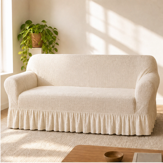Willowdrape – Stretch-Fit Skirted Sofa Slipcover with Ruffled Hem + 50% OFF