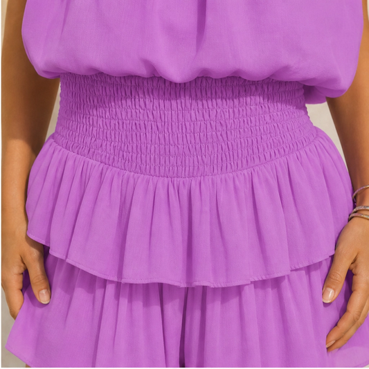 Solene – Strapless Tiered Ruffle Smocked Summer Romper + 50% OFF