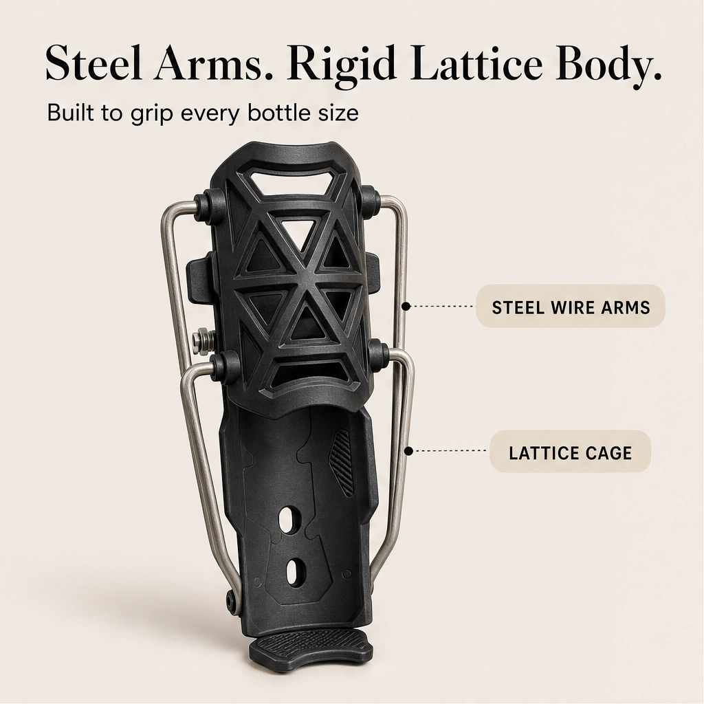 Talon™ – Universal-Fit Adaptive Bike Bottle Cage with 360° Rotation & Tool-Free Mount + 50% OFF