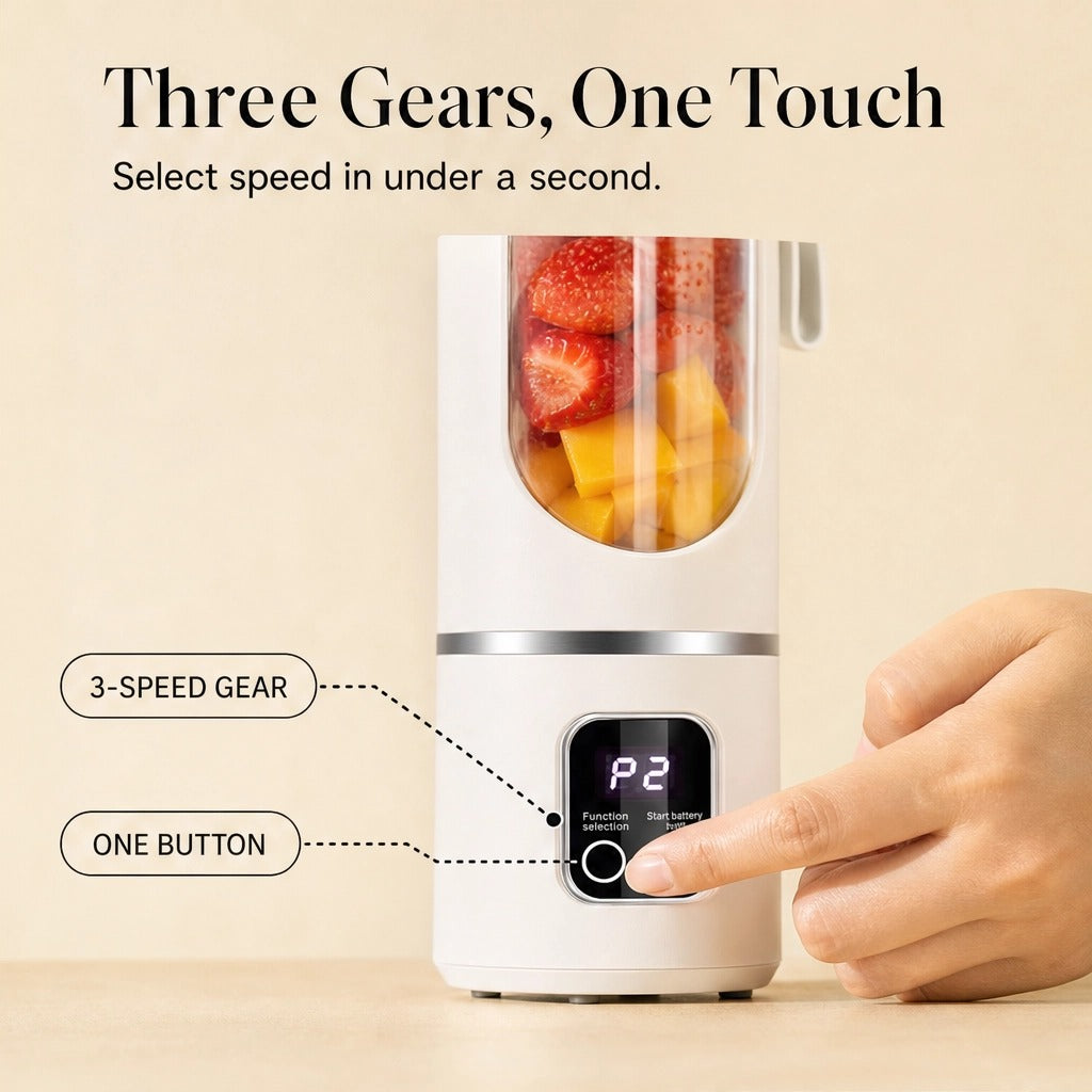Pulsewell™ – Portable 500ml USB-C Blender with 12-Blade Power & Digital Battery Display + 50% OFF