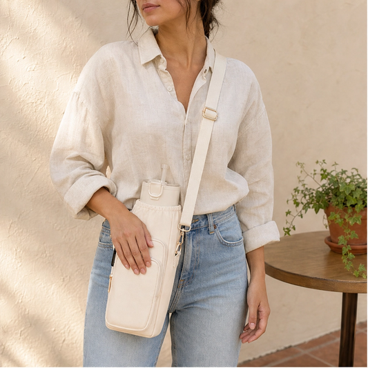 Voya™ – Insulated Crossbody Tumbler Carrier with Phone Pocket & Adjustable Strap + 50% OFF