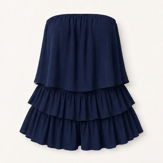 Solene – Strapless Tiered Ruffle Smocked Summer Romper + 50% OFF