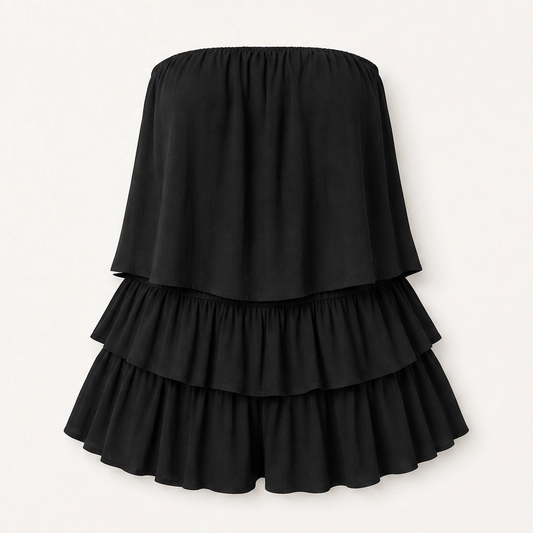 Solene – Strapless Tiered Ruffle Smocked Summer Romper + 50% OFF