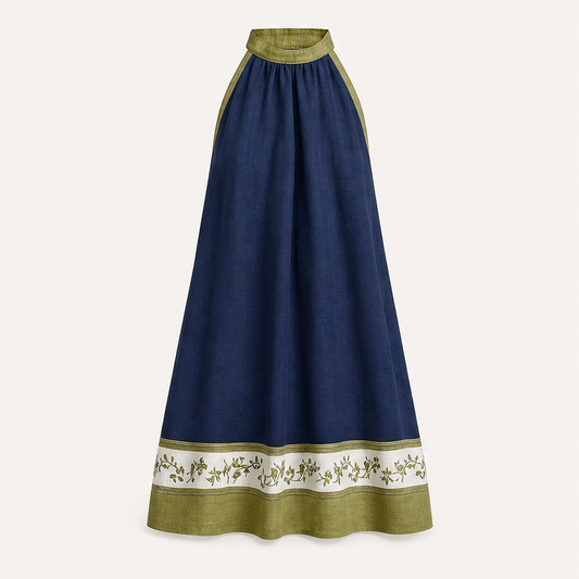 Olivelle – Floral Trim Sleeveless A-Line Linen-Blend Mini Dress + 50% OFF