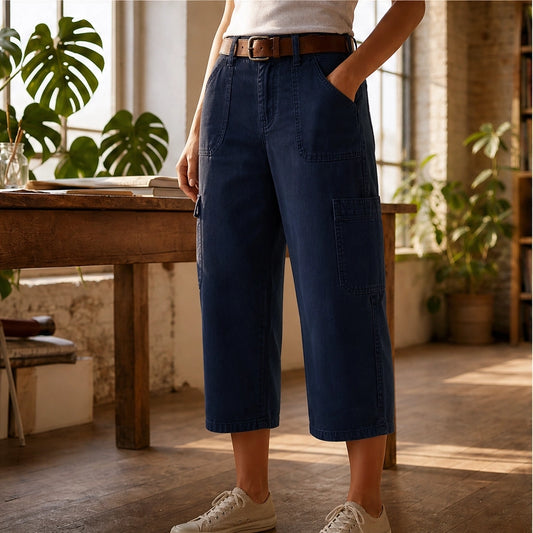 Wrenly – Relaxed-Fit Cargo Capris with Deep Utility Pockets & Breathable Fabric + 50% OFF