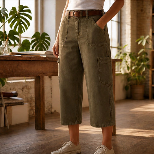 Wrenly – Relaxed-Fit Cargo Capris with Deep Utility Pockets & Breathable Fabric + 50% OFF
