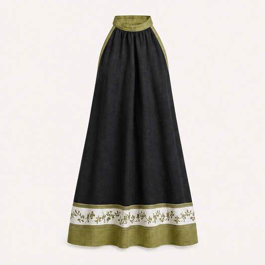 Olivelle – Floral Trim Sleeveless A-Line Linen-Blend Mini Dress + 50% OFF